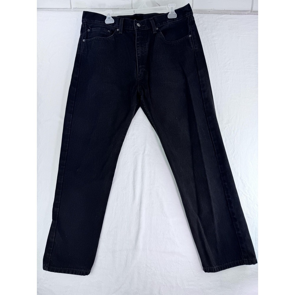 Levis 505 Jeans Mens 38x30‎ Black Straight Leg Denim Mid Rise Classic Fit